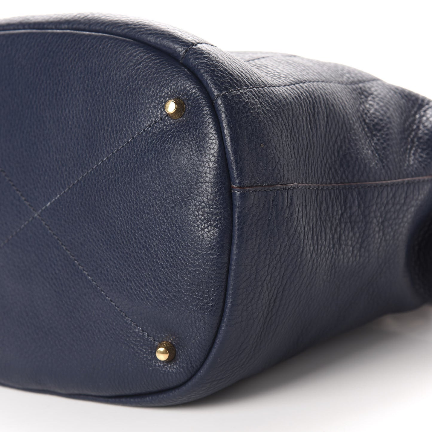 Grained Calfskin Tote Navy Brown