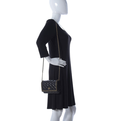 Chanel Lambskin Quilted Chain Around Wallet On Chain WOC Black 2 of 13