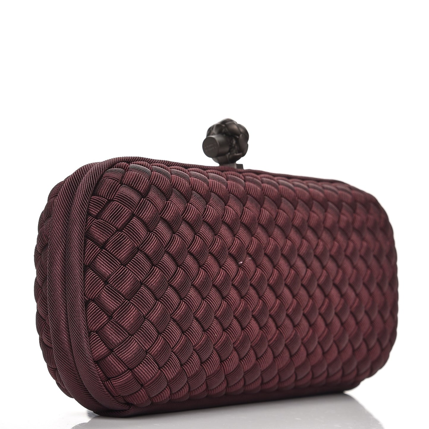 Silk Faille Intrecciato Knot Clutch Aubergine