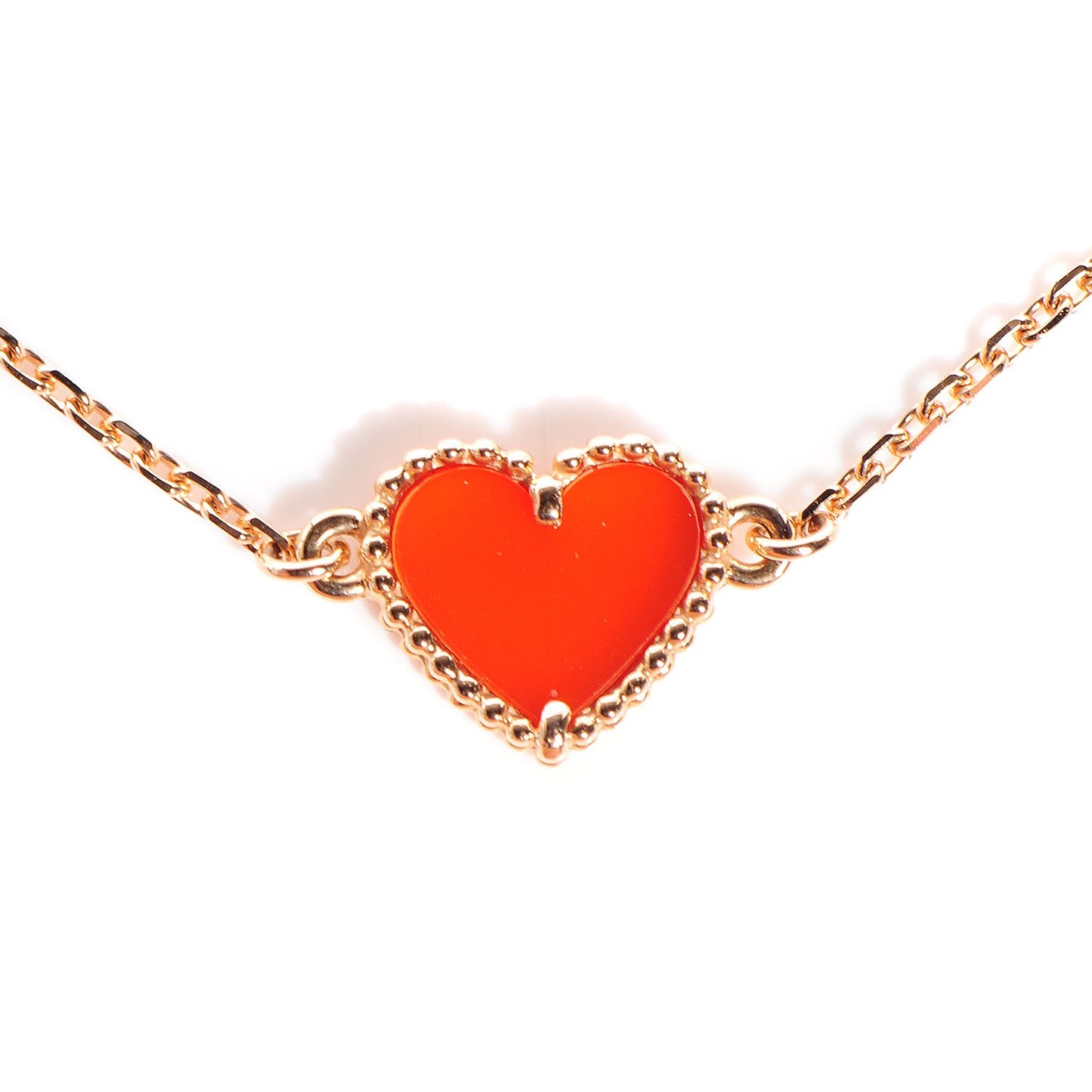 18K Rose Gold Carnelian Sweet Alhambra Heart Bracelet