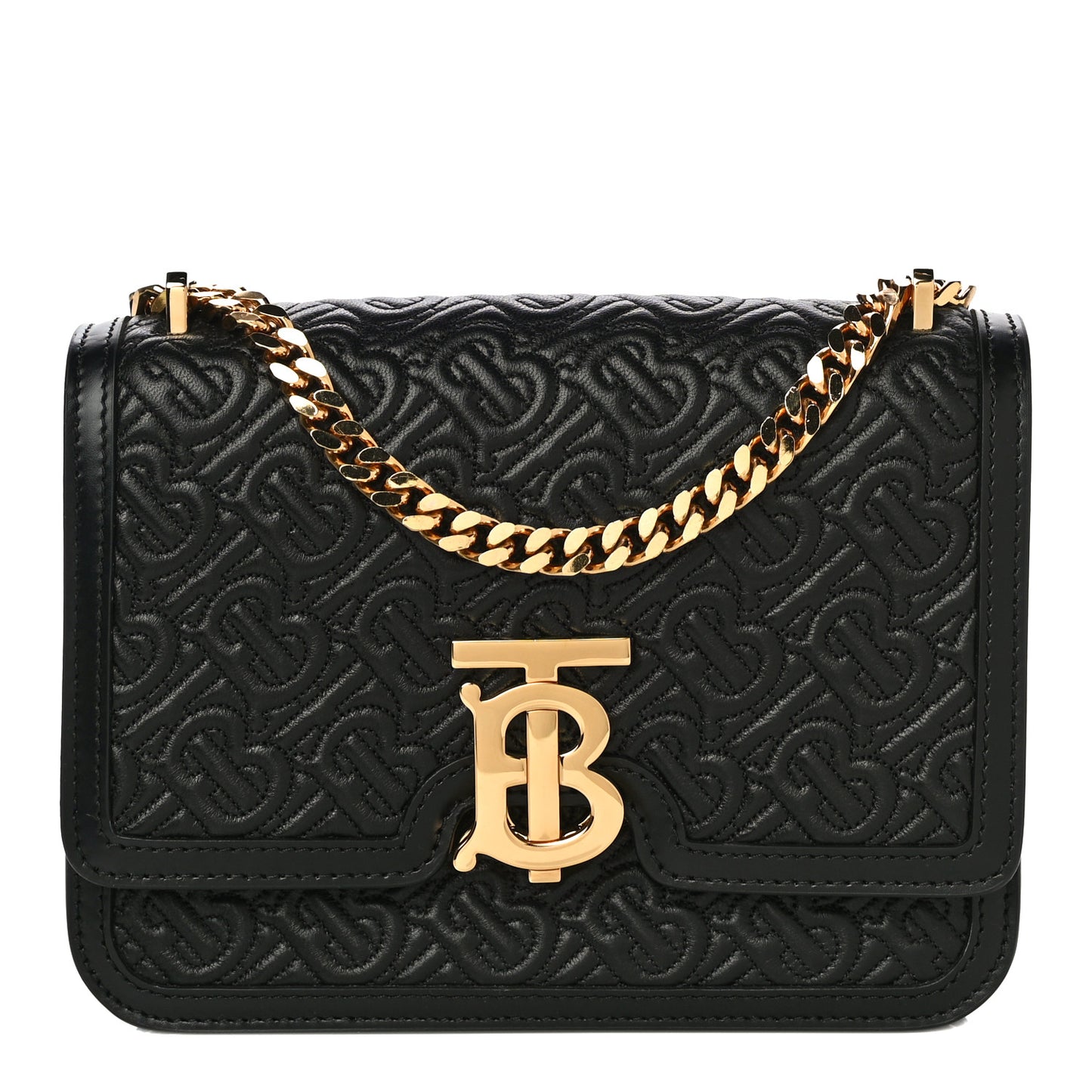 Calfskin Monogram Embossed Small TB Chain Bag Black