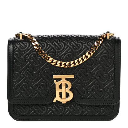Burberry Calfskin Monogram Embossed Small TB Chain Bag Black 1 of 13