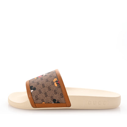 Gucci X DISNEY Mini Vintage GG Supreme Monogram Mickey Mouse Womens Slide Sandals 35 Beige Vintage Sun Oil 1 of 9