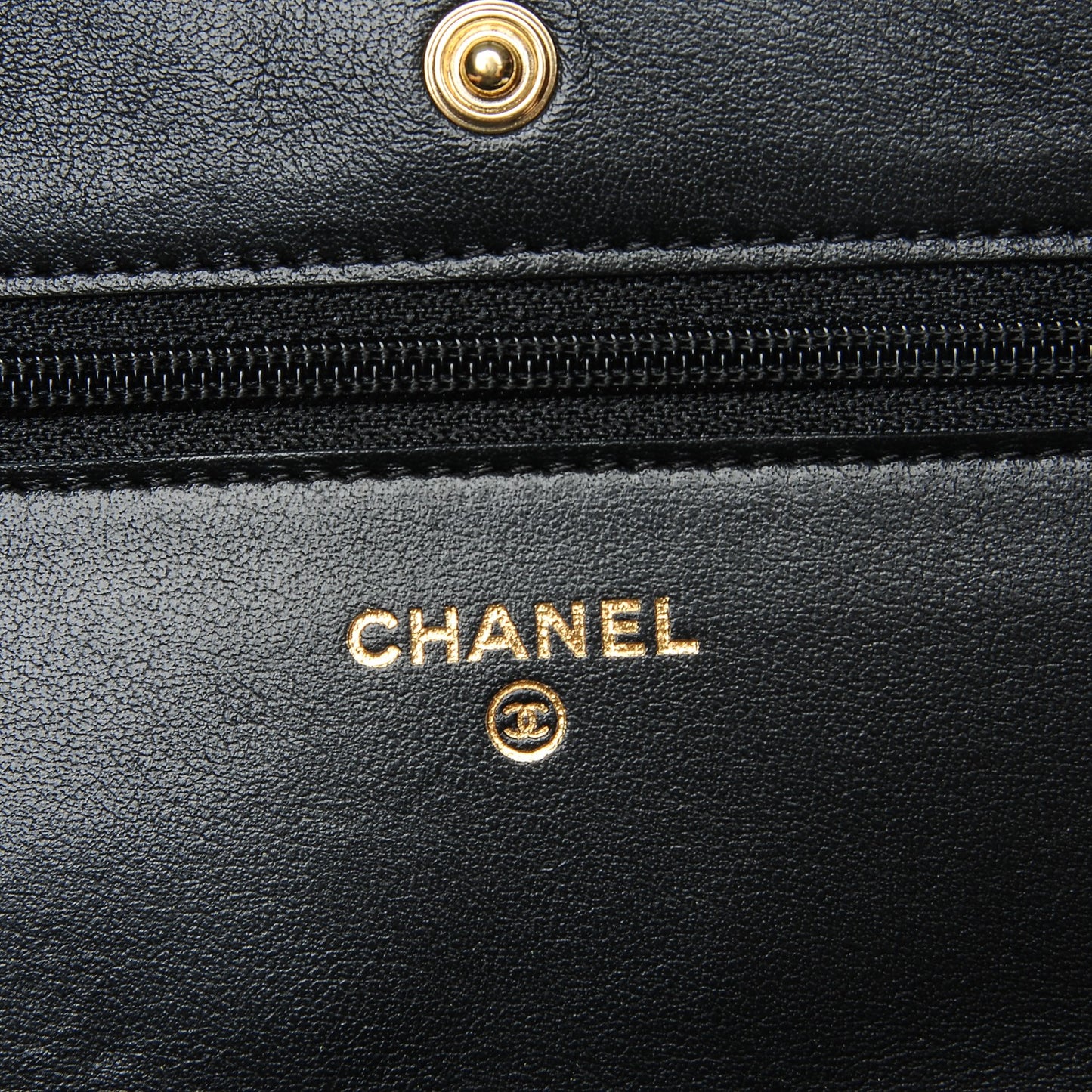 Letter Calfskin Embossed Quilted Wallet On Chain WOC Black