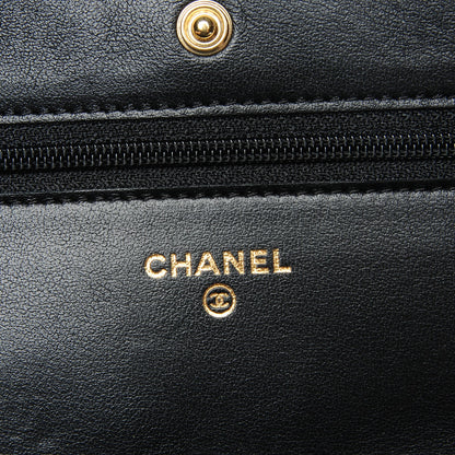 Chanel Letter Calfskin Embossed Quilted Wallet On Chain WOC Black 7 of 9