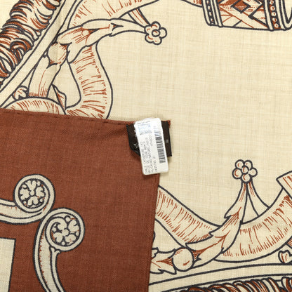 Hermes Cashmere Silk Bride De Cour Remix Scarf 140 Cacao Naturel Black 3 of 3