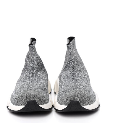 Balenciaga Laminated Knit Bi-Color Sole Womens Speed Sneakers 37 Silver White Black 2 of 9