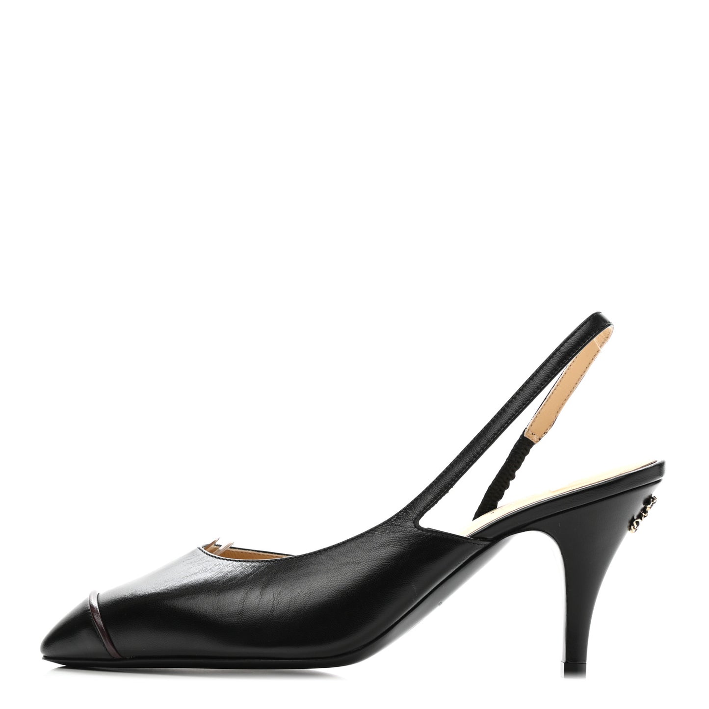 Lambskin Slingback CC Cap Toe Pumps 38 Black