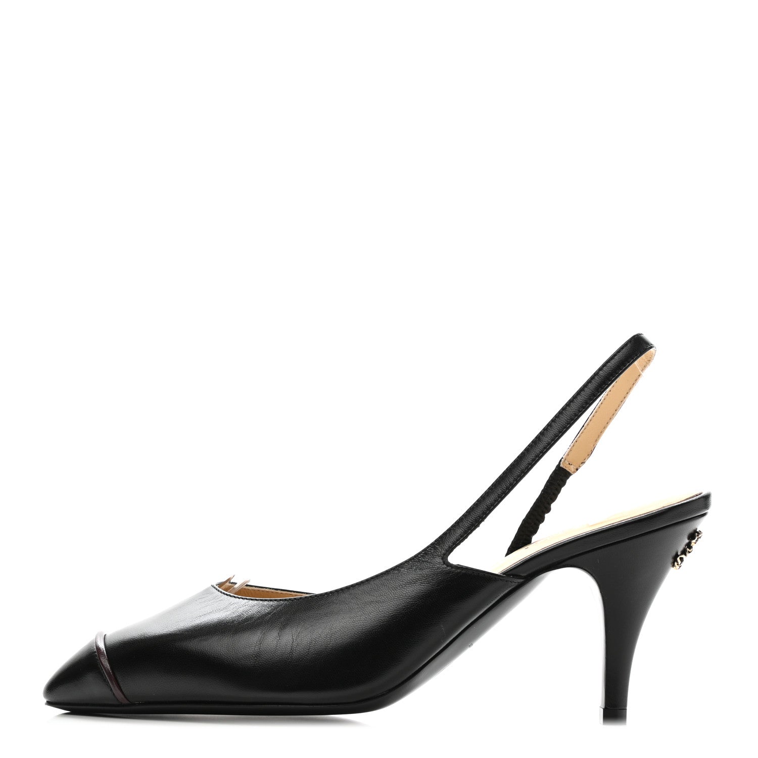 Chanel Lambskin Slingback CC Cap Toe Pumps 38 Black 1 of 9
