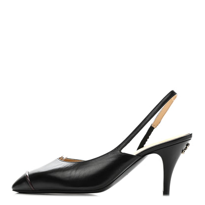 Chanel Lambskin Slingback CC Cap Toe Pumps 38 Black 1 of 9