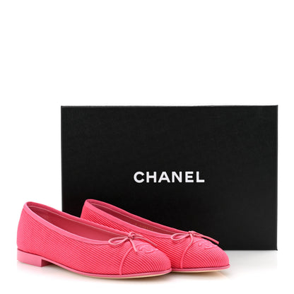 Chanel Embroidered Fabric Cap Toe CC Ballerina Flats 37 Dark Pink 10 of 10