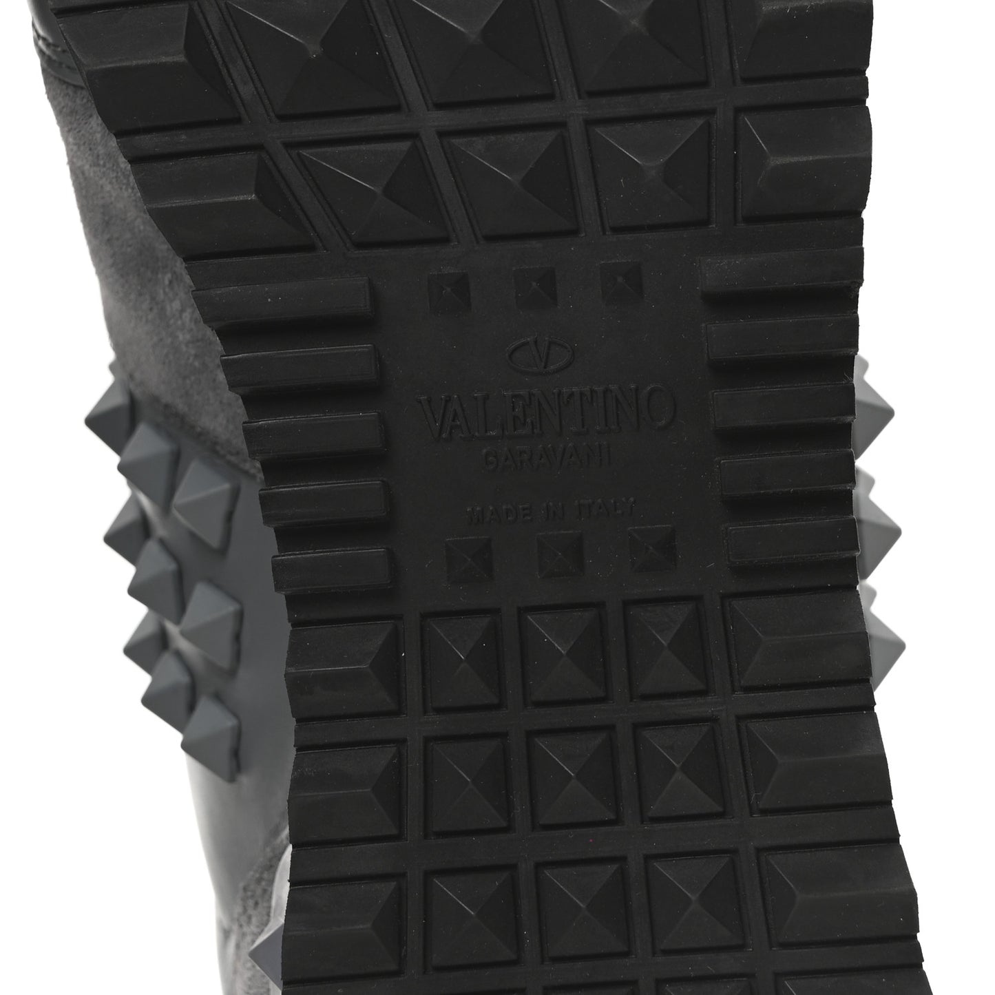 Calfskin Suede Rockstud Sneakers 35.5 Grey