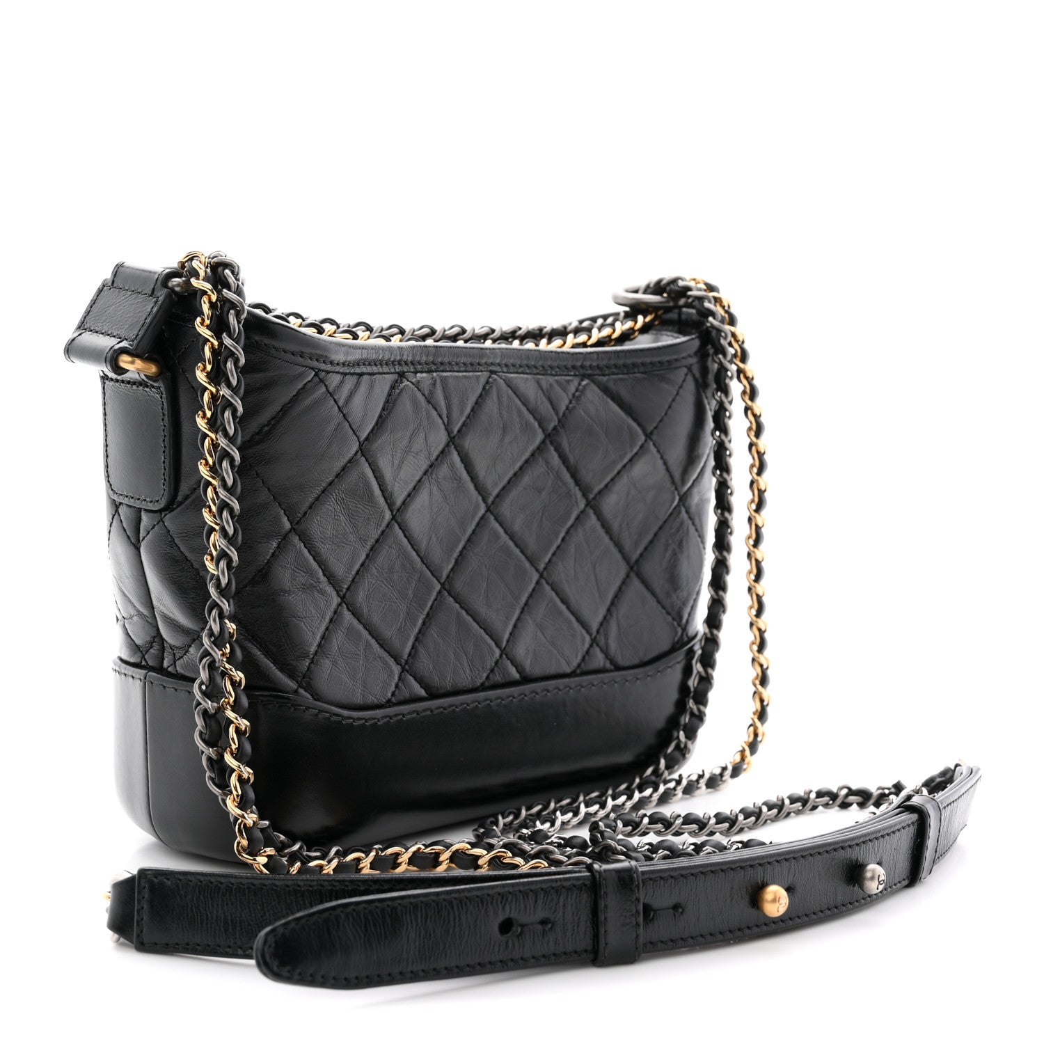 Chanel Aged Calfskin Quilted Small Gabrielle Hobo Black 3 of 13