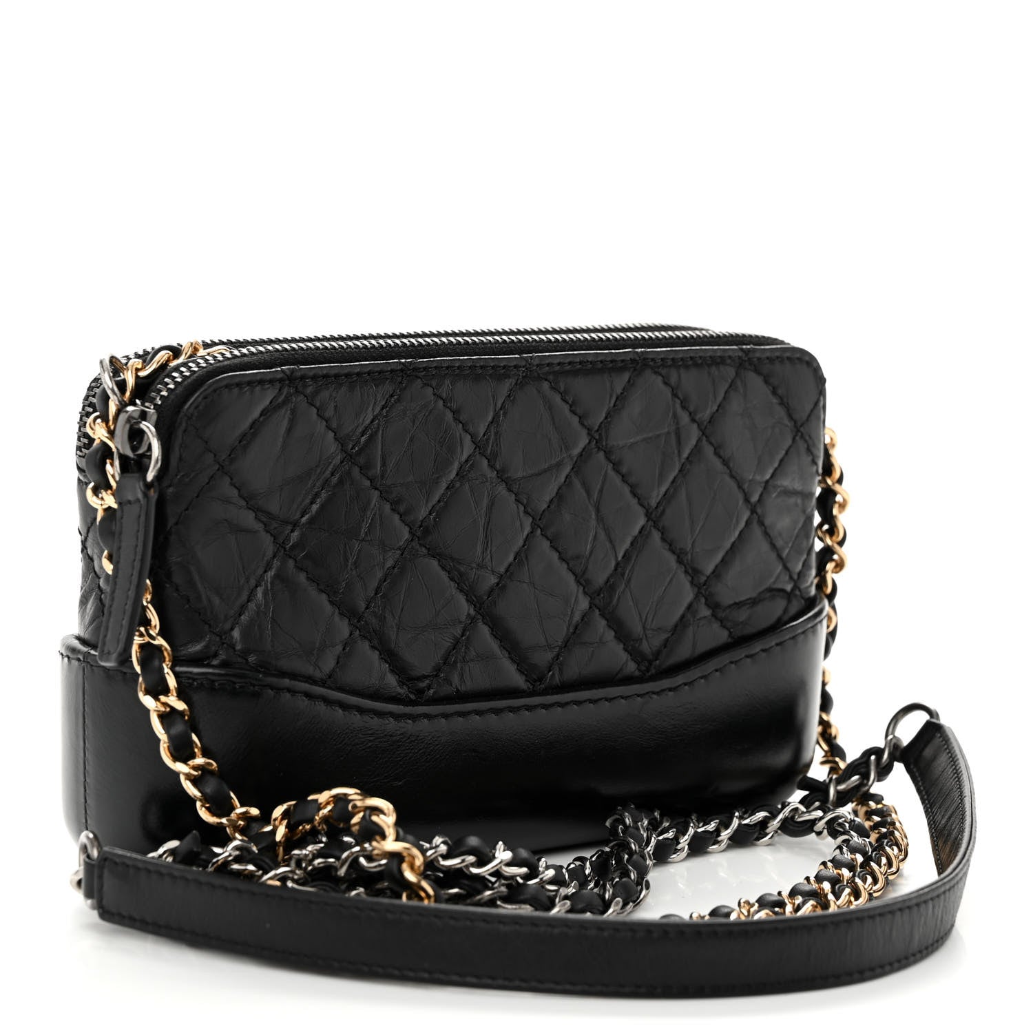 Chanel Aged Calfskin Quilted Small Gabrielle Clutch With Chain Black 3 of 11