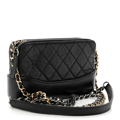 Chanel Aged Calfskin Quilted Small Gabrielle Clutch With Chain Black 3 of 11