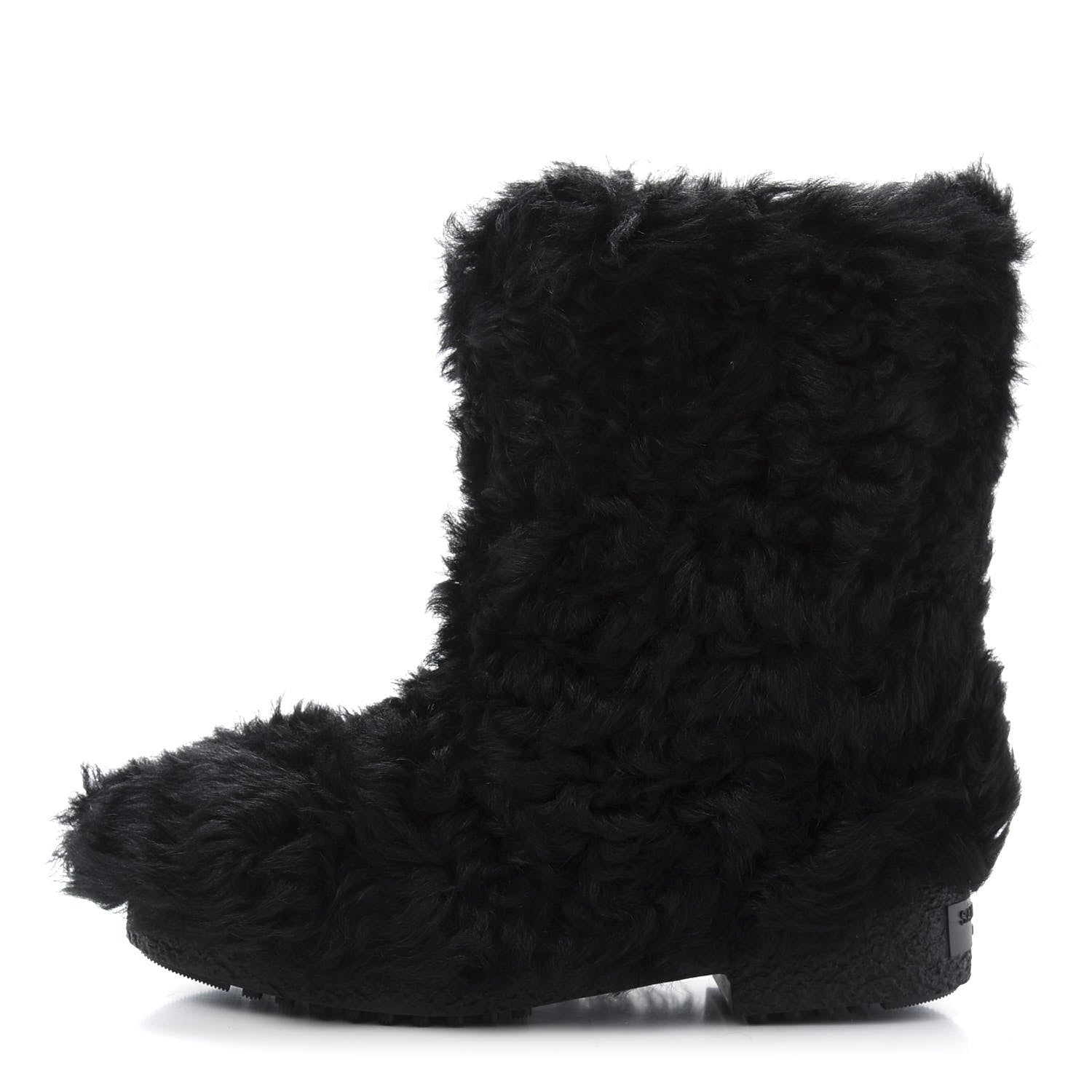 Saint Laurent Shearling Lamb Boots 42 Black 1 of 8