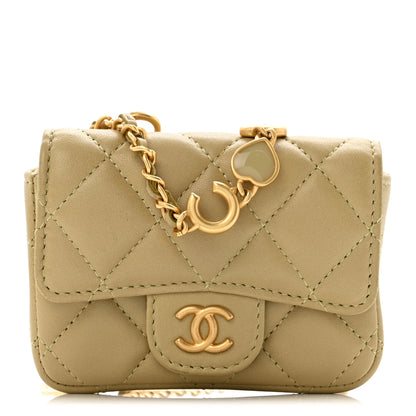 Chanel Lambskin Coco Enamel Quilted Mini Chain Belt Bag Light Green 1 of 12
