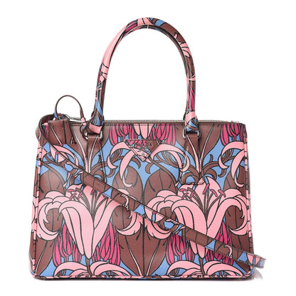Prada Saffiano Floral Print Small Galleria Double Zip Tote Cotto 1 of 12