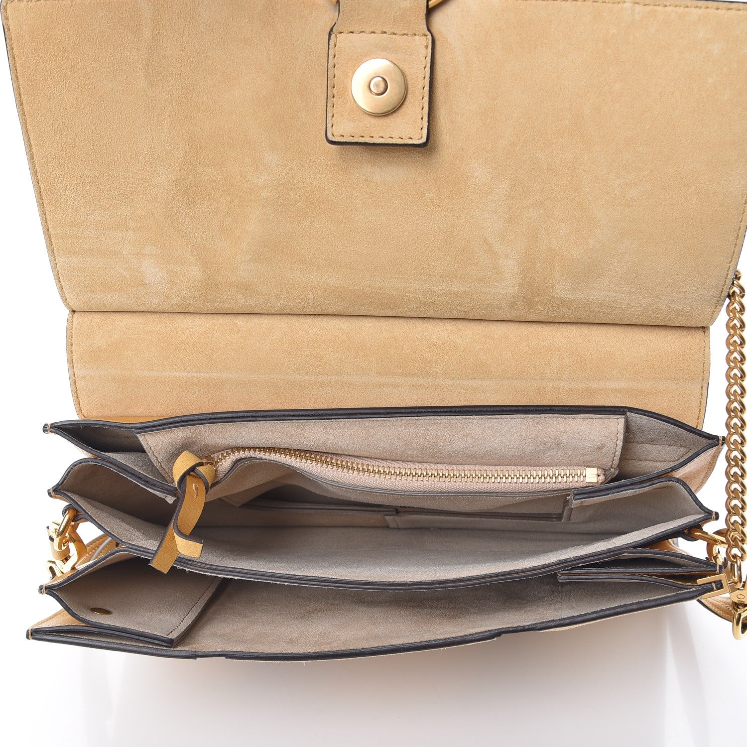 Chloe Suede Calfskin Snakeskin Medium Faye Shoulder Bag Dusty Yellow 5 of 7