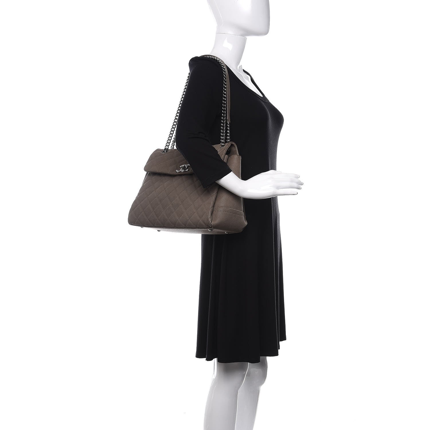 Chanel Iridescent Caviar Medium Lady Pearly Flap Khaki 3 of 12