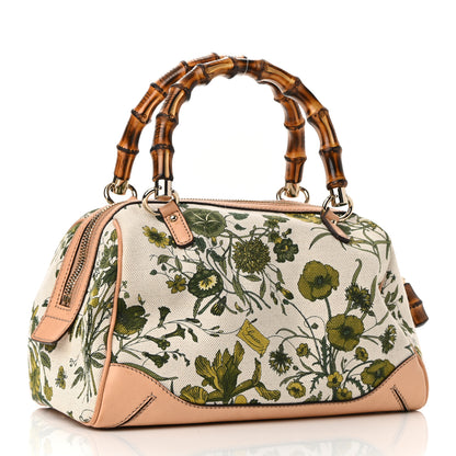 Gucci Canvas Floral Flora Bamboo Top Handle Boston Bag Multicolor 2 of 11