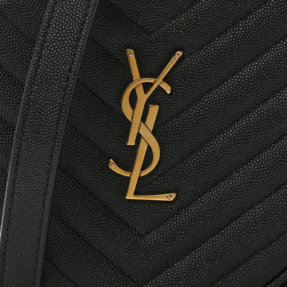 Saint Laurent Grain De Poudre Matelasse Chevron Quilted Round Vinyle Camera Bag Black 8 of 13