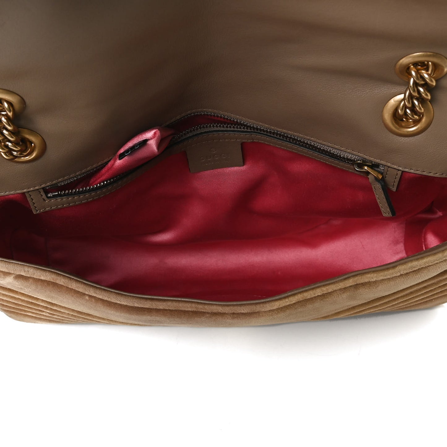 Velvet Matelasse Medium GG Marmont Shoulder Bag Taupe