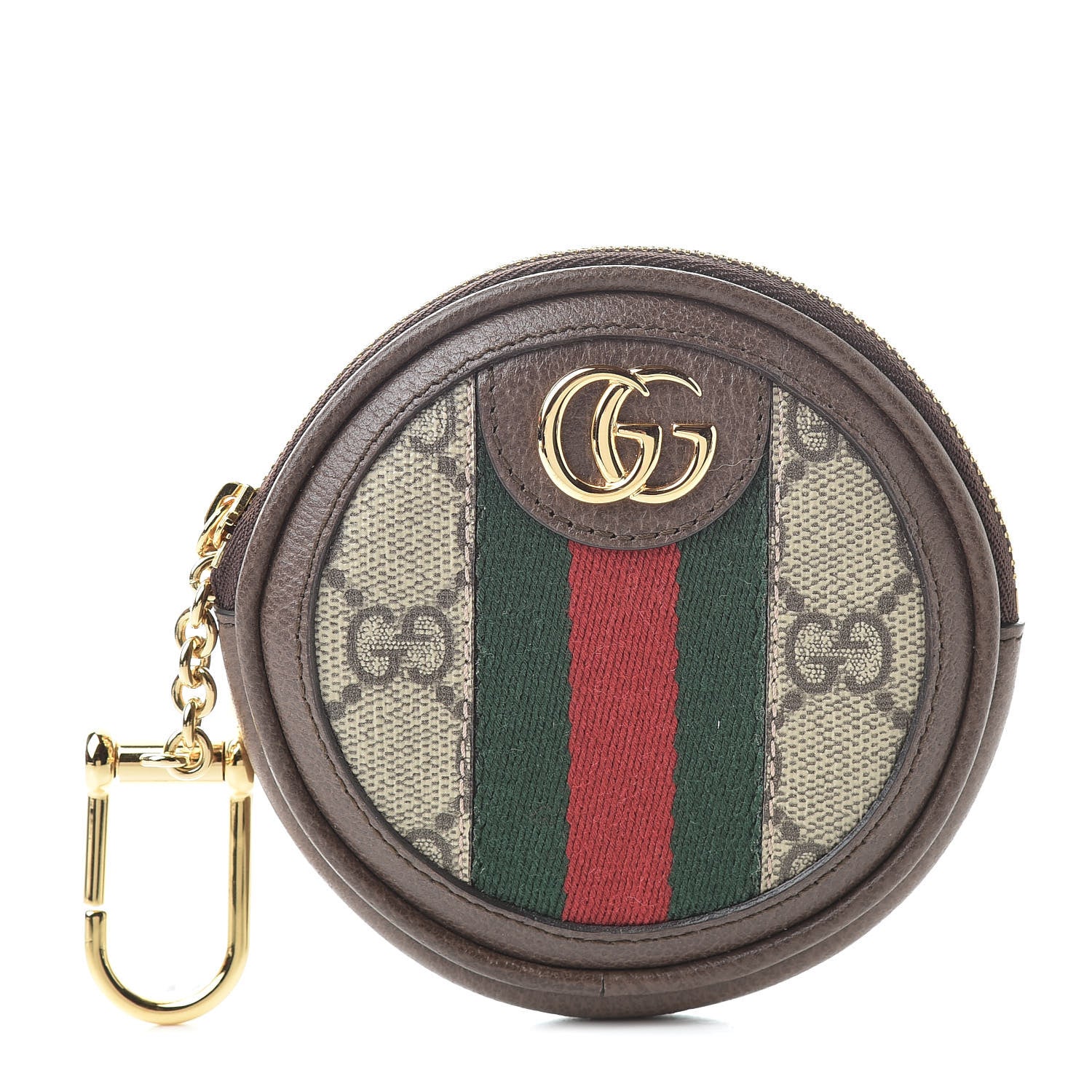 Gucci GG Supreme Monogram Web Ophidia Round Coin Purse Beige New Acero 1 of 8