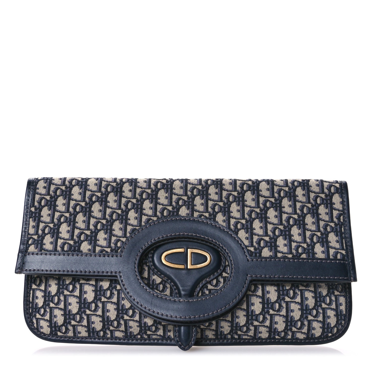 Christian Dior Oblique Fold Over Clutch Blue 1 of 11