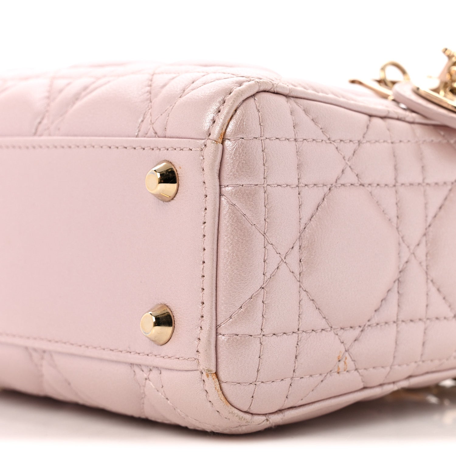 Christian Dior Metallic Lambskin Cannage Mini Lady Dior Lotus 10 of 13