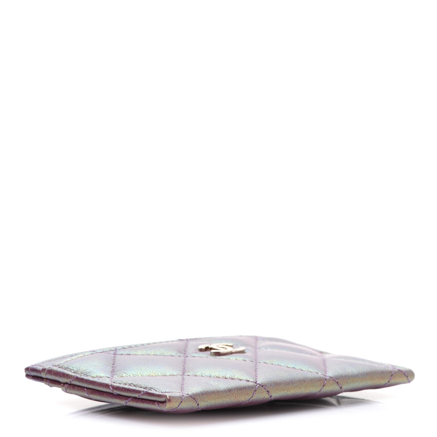 Chanel Iridescent Lambskin Quilted Card Holder Purple 4 of 9