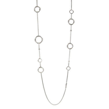 David Yurman Sterling silver Pave Diamond 14mm Infinity Station Necklace 1 of 7