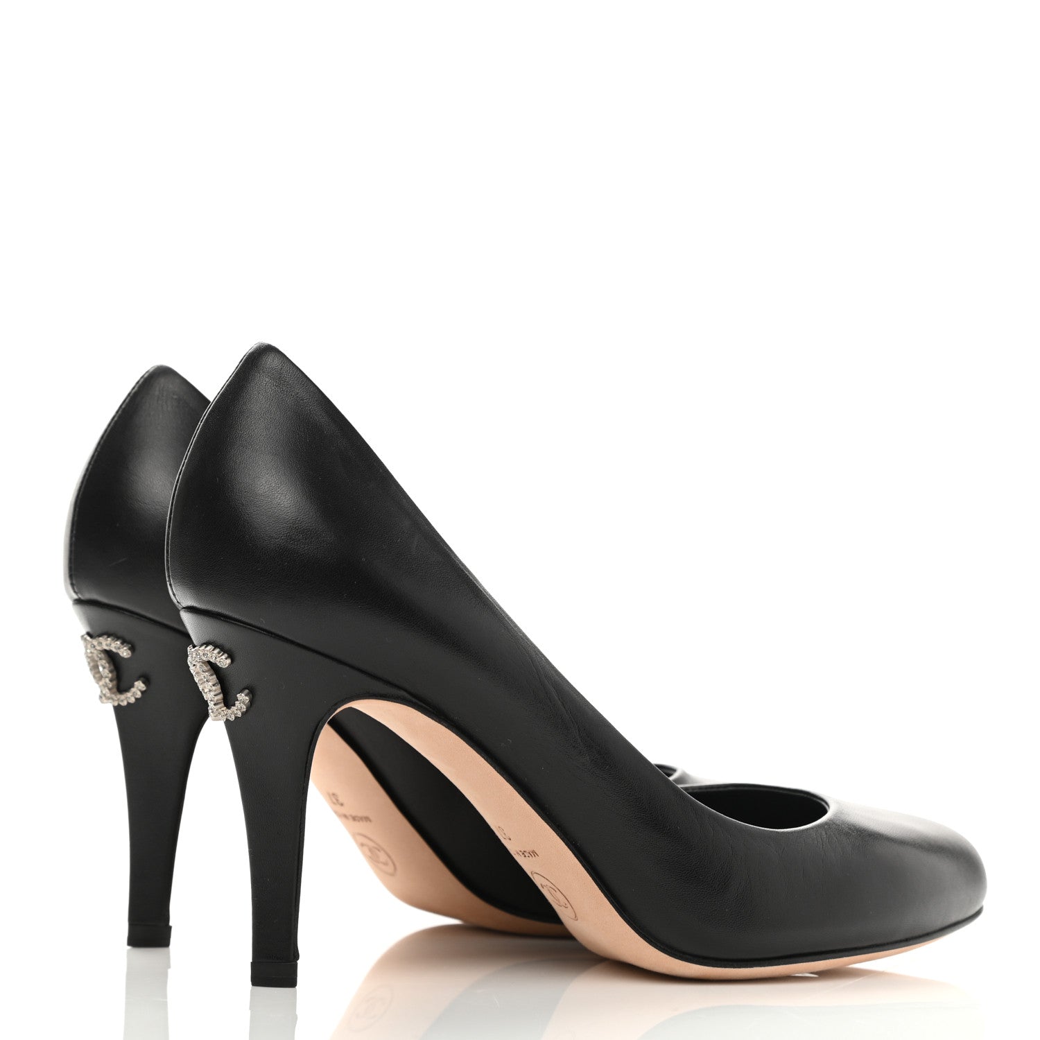 Chanel Lambskin Crystal CC Pumps 37 Black 4 of 10