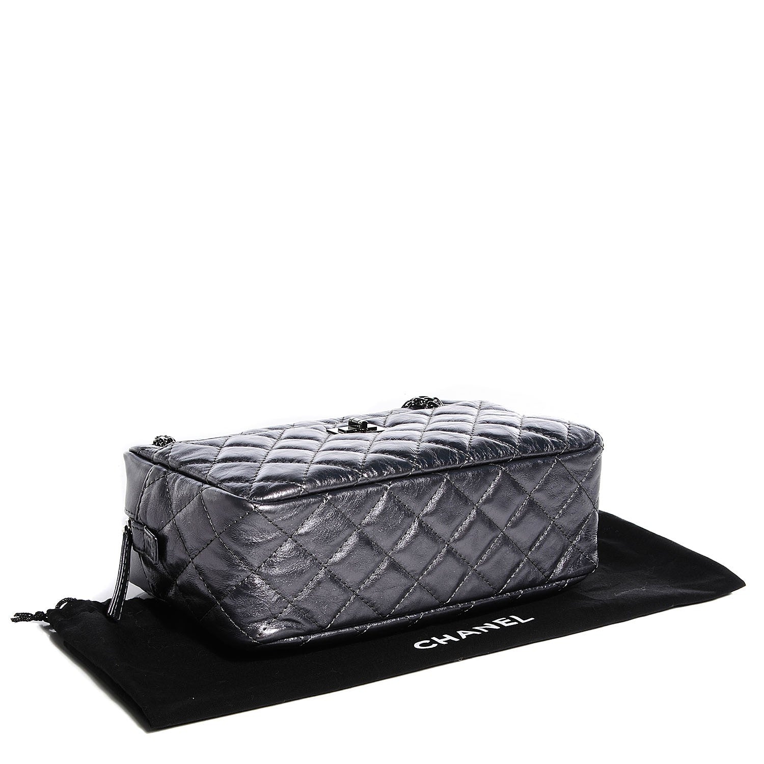 Chanel Metallic Aged Calfskin Quilted Small Reissue Camera Case Dark Silver 4 of 7