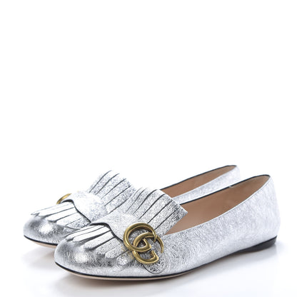 Gucci Galassia GG Marmont Fringe Flats 39 Argento 3 of 8