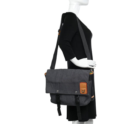 Loewe Canvas Calfskin Eye/LOEWE/Nature Messenger Bag Black Green 2 of 12