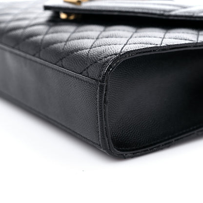 Saint Laurent Grain De Poudre Textured Mixed Matelasse Triquilt Medium Monogram Satchel Black 9 of 10
