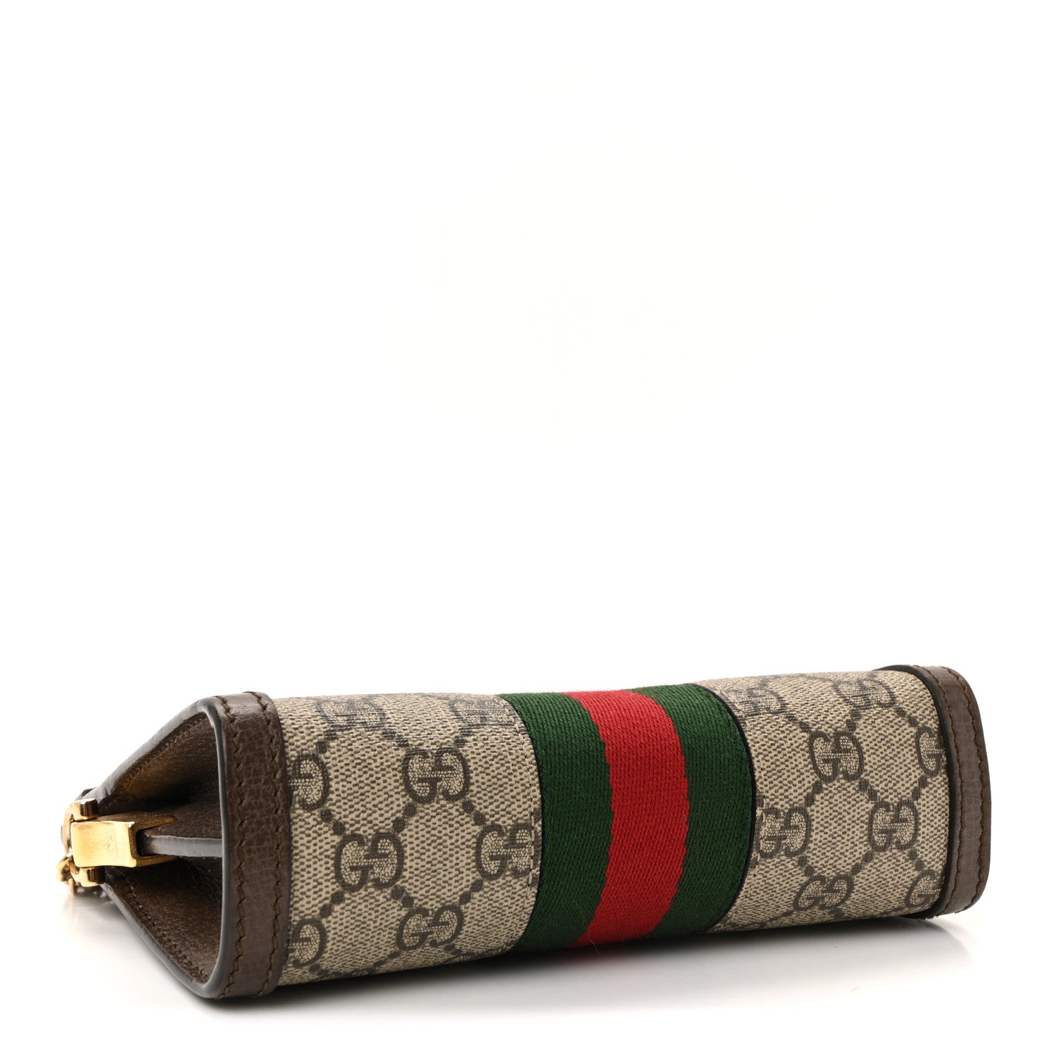 Gucci GG Supreme Monogram Textured Dollar Calfskin Web Mini Ophidia Chain Shoulder Bag Beige Ebony New Acero 4 of 10