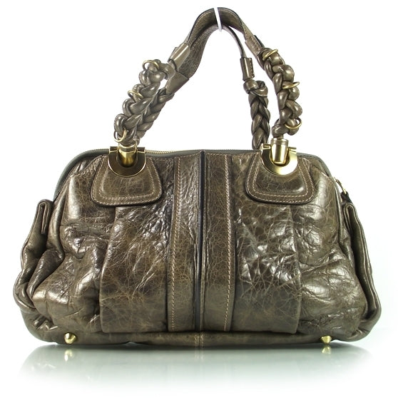 Chloe Leather Heloise Satchel Stone 1 of 8