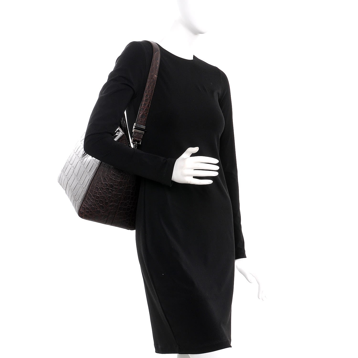 Givenchy Calfskin Crocodile Embossed 3D Stud Medium Antigona Brown 2 of 8