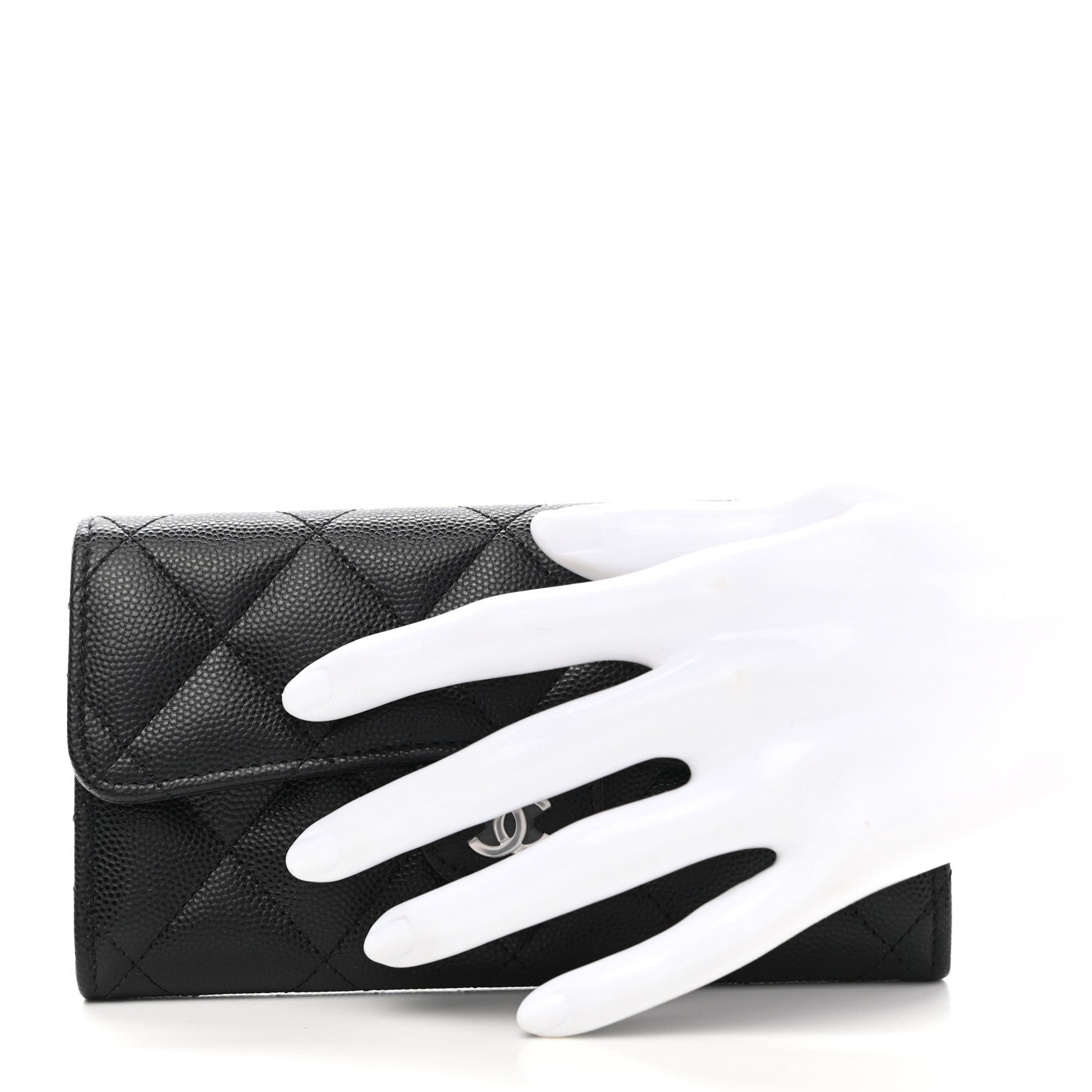 Chanel Caviar Quilted Medium Gusset Flap Wallet Black 2 of 9