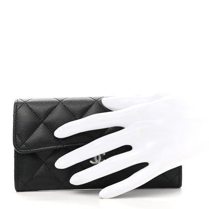 Chanel Caviar Quilted Medium Gusset Flap Wallet Black 2 of 9