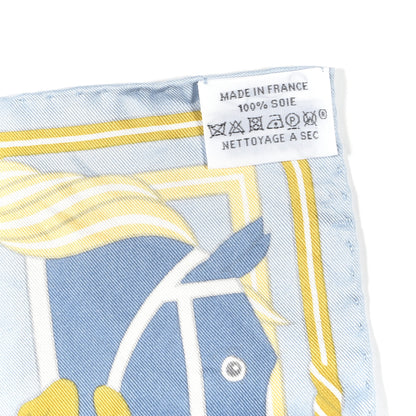Hermes Silk Quadrige II Nano Scarf 20 Bleu Ciel Gold Bleu Jean 3 of 3
