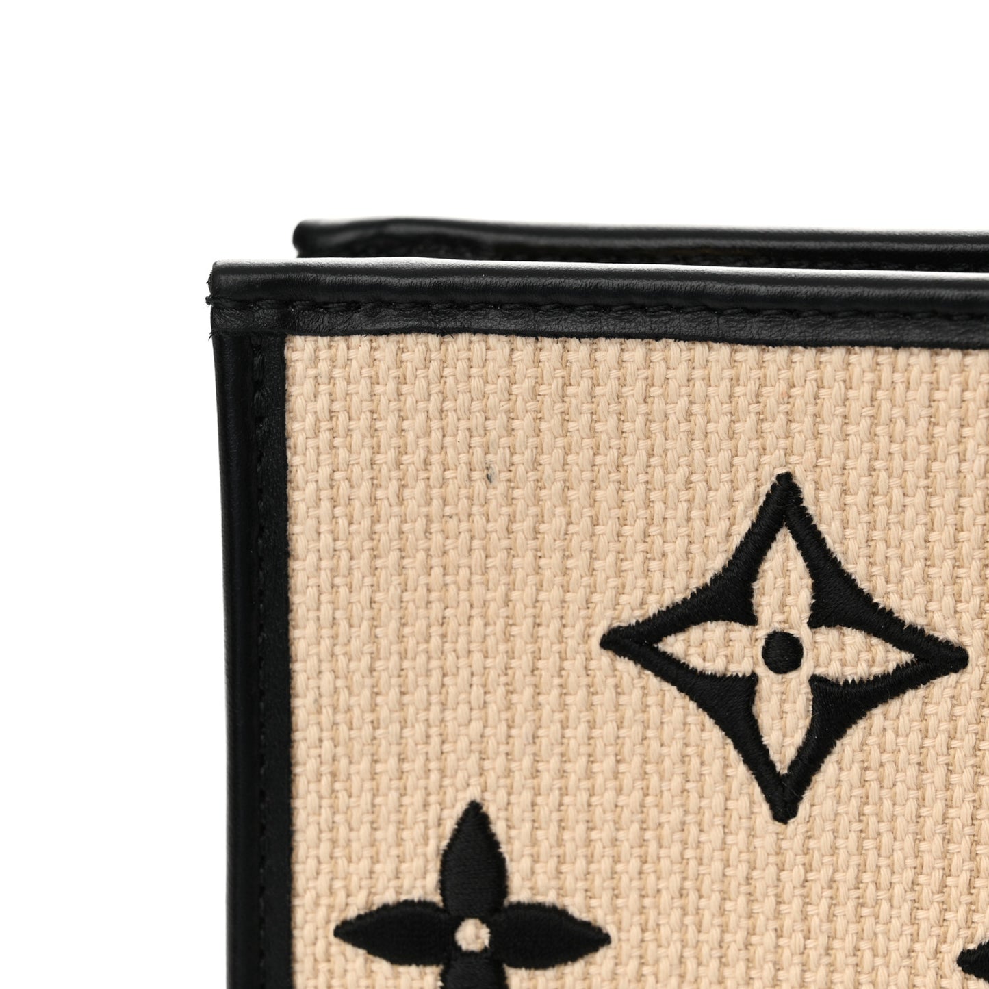 Raffia Calfskin Monogram Toiletry Pouch On Chain Beige Black