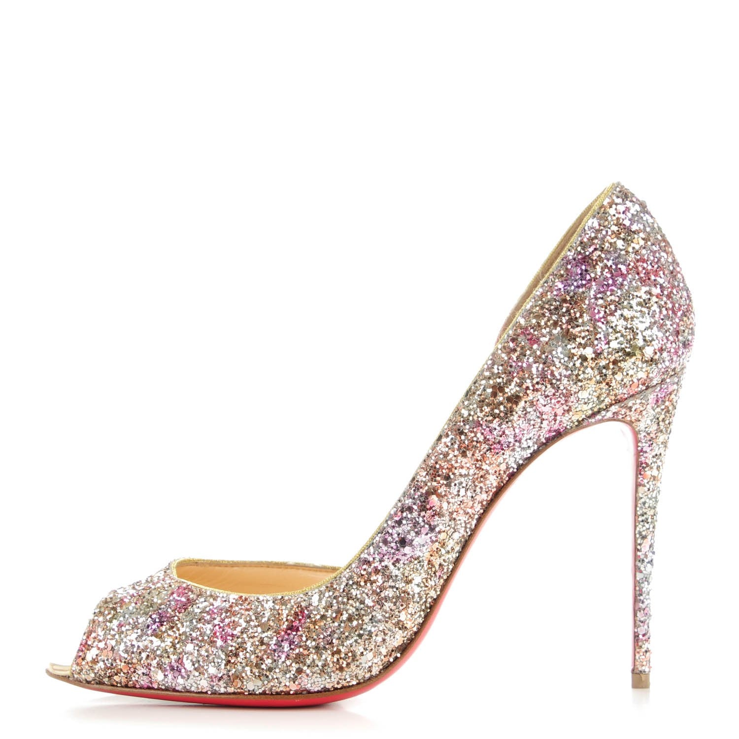 Christian Louboutin Glitter Demi You 100 Pumps 39.5 Rosette Gold 1 of 8