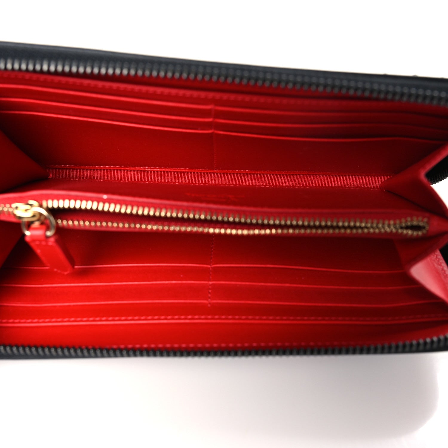 Christian Louboutin Patent Panettone Spiked Valentines Zip Around Wallet Black Fuchsia 5 of 6