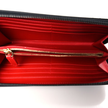 Christian Louboutin Patent Panettone Spiked Valentines Zip Around Wallet Black Fuchsia 5 of 6