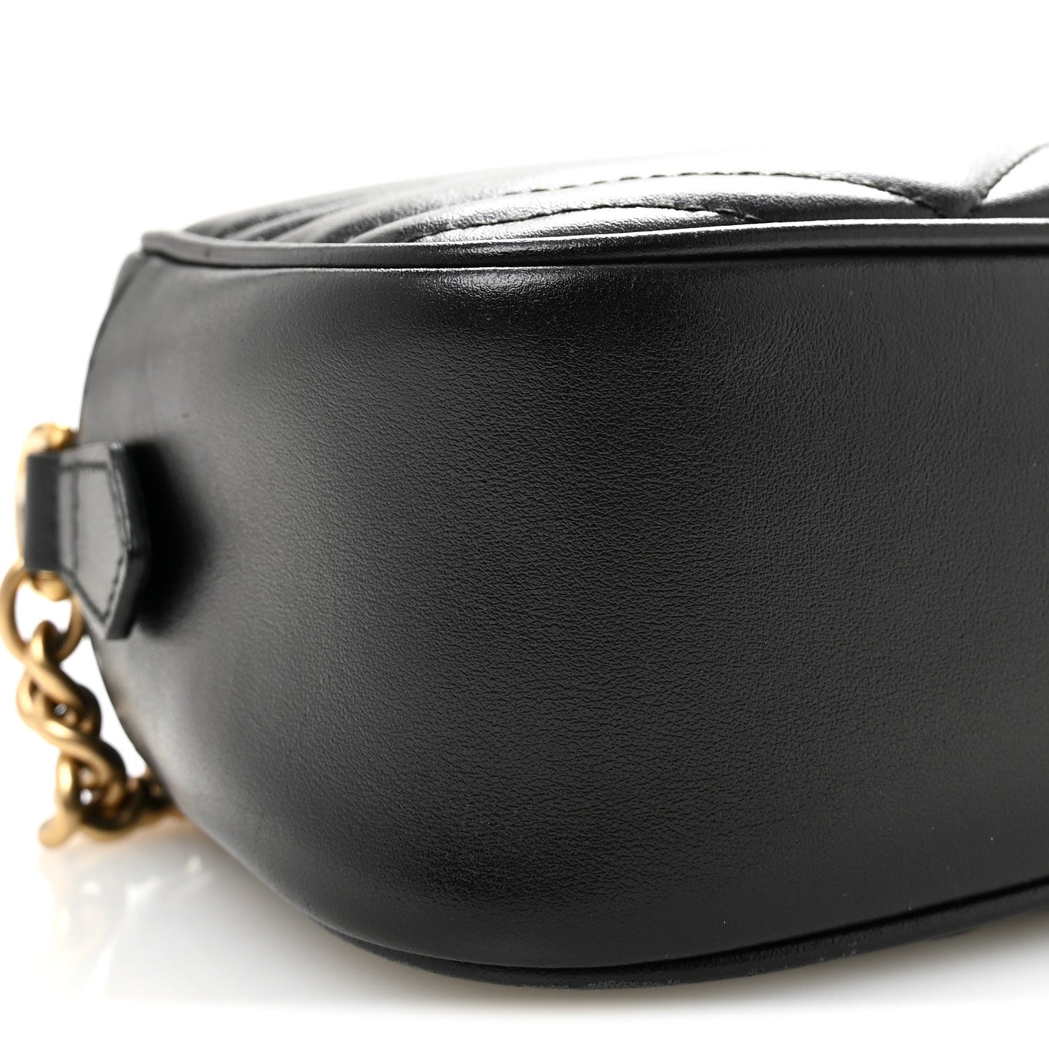 Gucci Calfskin Matelasse Small GG Marmont Chain Shoulder Bag Black 9 of 10