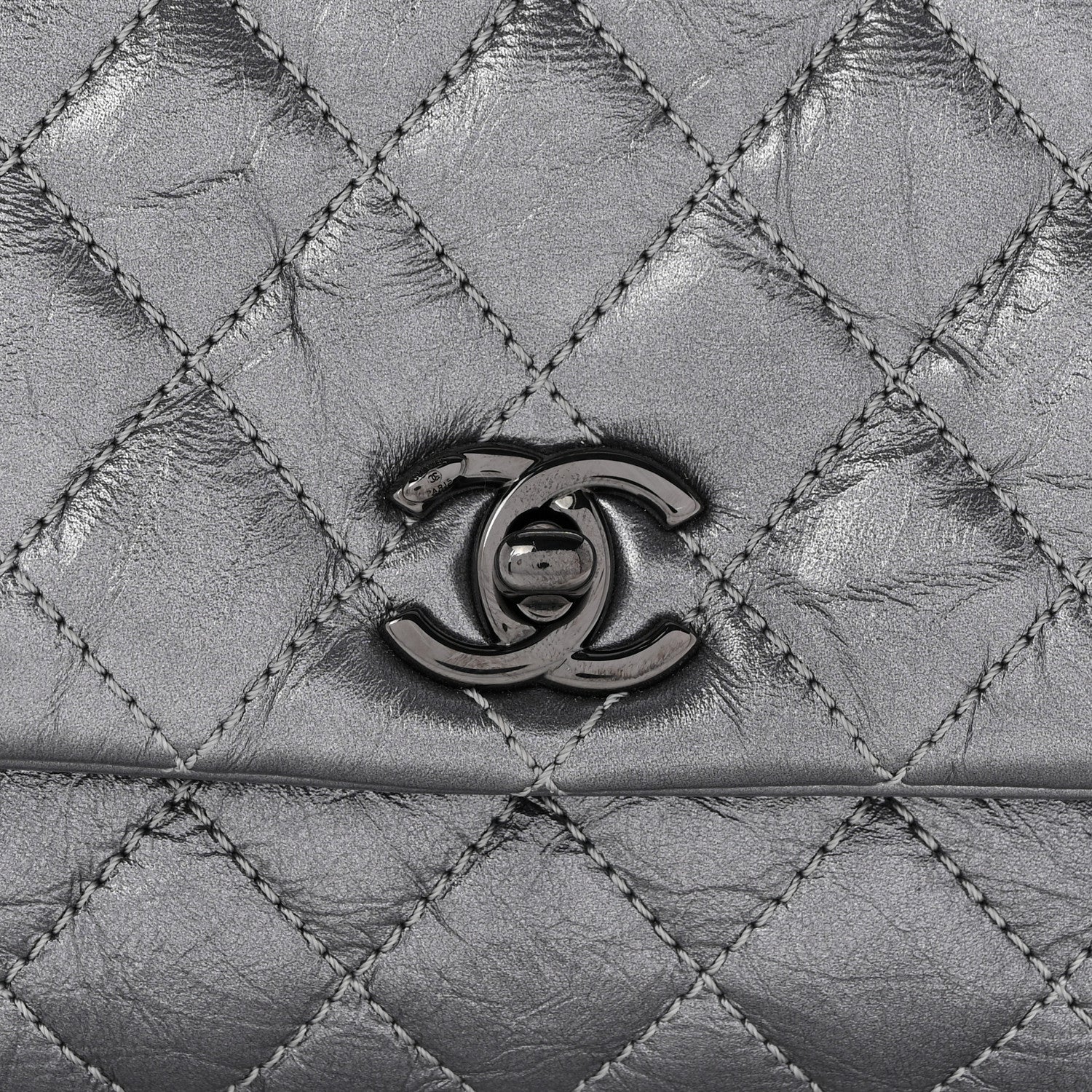 Chanel Metallic Aged Calfskin Quilted Mini Coco Handle Flap Silver 8 of 10