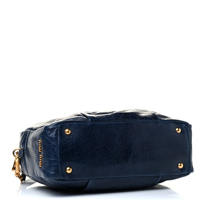 Miu Miu Vitello Lux Gathered Bauletto Top Handle Satchel Bleuette 5 of 8